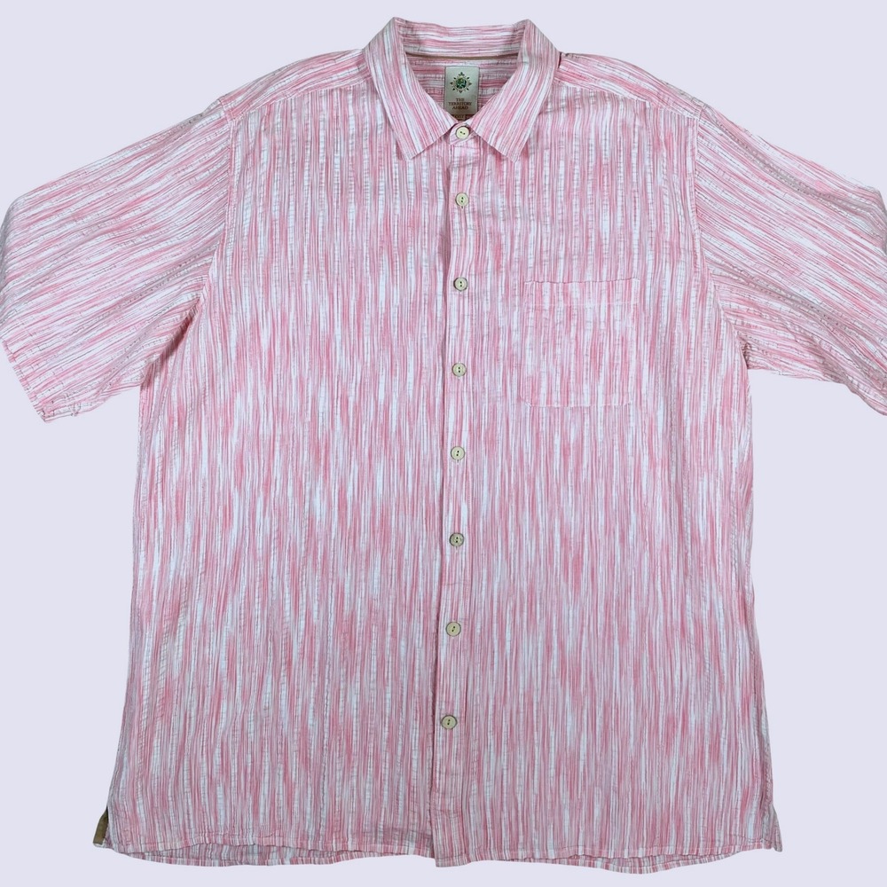The Territory Ahead Seersucker XXLT Pink Light Summer Rain Stripe Short Sleeve